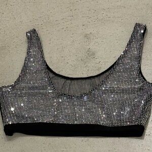 PRADA EMBELLISHED MESH CROP TOP SZ 42